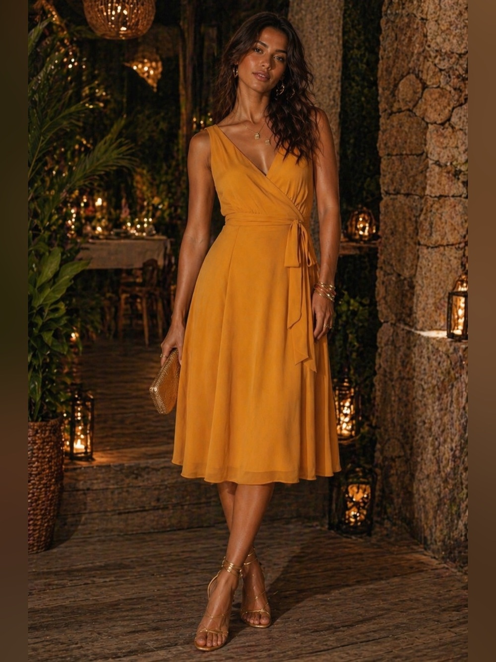 Show Me Your Mumu Elegant Boho Chic Solid Yellow Knee-Length Dress – Large, NWT
